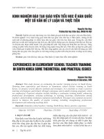 ĐÀO TẠO GIÁO VIÊN TIỂU HỌC Ở HÀN QUỐC: KINH NGHIỆM VÀ GIẢI PHÁP CẢI THIỆN CHẤT LƯỢNG