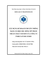 xây dựng kế hoạch truyền thông mạng xã hội cho dòng mỹ phẩm thuần chay cocoon của công ty tnhh nature story