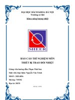 báo cáo thí nghiệm môn thiết bị trao đổi nhiệt bài 1 thiết bị trao đổi nhiệt khi dòng chuyển động ngang qua chùm ống