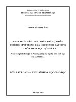 Tóm tắt: Phát triển năng lực khám phá tự nhiên cho học sinh trong dạy học chủ đề Vật sống, môn Khoa học tự nhiên 6