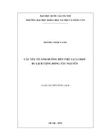 Các yếu tố ảnh hưởng đến việc lựa chọn du lịch cộng đồng Tây Nguyên