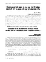 TỔNG QUAN VỀ MỐI QUAN HỆ CỦA CÁC YẾU TỐ TƯƠNG TÁC TRỰC TIẾP VÀ ĐỘNG LỰC HỌC TẬP CỦA SINH VIÊN OVERVIEW OF THE RELATIONSHIP BETWEEN DIRECT INTERACTION FACTORS AND STUDENT LEARNING DYNAMICS