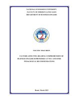 Chuyên đề tốt nghiệp: Factors affecting reading comprehension of BE sophomores in NEU and some pedagogical recommendations