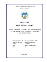 Chuyên đề thực tập tốt nghiệp: Tình hình khai thác bảo hiểm nhân thọ qua đại lý tại công ty Bảo Việt Nhân Thọ Hòa Bình (2017-2021)
