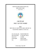 Chuyên đề thực tập tốt nghiệp: Phân tích các nhân tố tác động đến FDI vào ngành nông nghiệp của Việt Nam