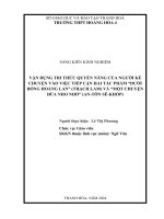 skkn cấp tỉnh vận dụng tri thức quyền năng của người kể chuyện vào việc tiếp cận hai tác phẩm dưới bóng hoàng lanthạch lam và một chuyện đùa nho nhỏ an tôn sê khốp