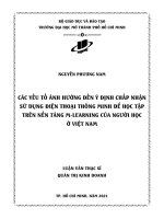 các yếu tố ảnh hưởng đến ý định chấp nhận sử dụng điện thoại thông minh để học tập trên nền tảng m learning của người học ở việt nam
