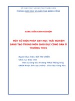 skkn cấp tỉnh một số biện pháp dạy học trải nghiệm sáng tạo trong môn gdcd ở trường thcs