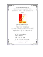 đồ án môn học tính toán thiết kế hệ thống thiết bị hầm sấy cà phê năng suất 200 kg sản phẩm h