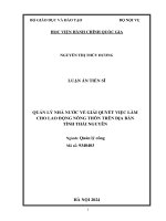 quản lý nhà nước về giải quyết việc làm cho lao động nông thôn trên địa bàn tỉnh thái nguyên