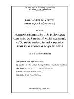 NGHIÊN CỨU, ĐỀ XUẤT GIẢI PHÁP NÂNG CAO HIỆU QUẢ QUẢN LÝ NGÂN SÁCH NHÀ NƯỚC ĐƯỢC PHÂN CẤP TRÊN ĐỊA BÀN TỈNH THÁI BÌNH GIAI ĐOẠN 2022-2025