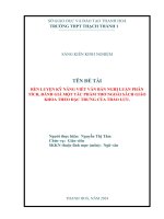 skkn cấp tỉnh rèn luyện kỹ năng viết văn bản nghị luận phân tích đánh giá một tác phẩm thơ ngoài sách giáo khoa theo đặc trưng của trào lưu