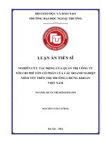 nghiên cứu tác động của quản trị công ty tới chi phí vốn cổ phần của các doanh nghiệp niêm yết trên thị trường chứng khoán việt nam