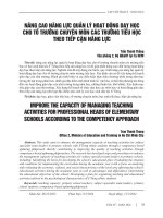 NÂNG CAO NĂNG LỰC QUẢN LÝ HOẠT ĐỘNG DẠY HỌC CHO TỔ TRƯỞNG CHUYÊN MÔN CÁC TRƯỜNG TIỂU HỌC THEO TIẾP CẬN NĂNG LỰC