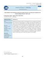 THE INFLUENCE OF SATISFACTION ON THE LOYALTY OF TRAVEL AGENTS TOWARD TOUR OPERATOR IN VIETNAM