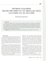 LUẬT MỞ RỘNG LOẠI HÌNH THÀNH VIÊN HỢP TÁC XÃ TRONG DỰ THẢO LUẬT HỢP TÁC XÃ (SỬA ĐỔI)
