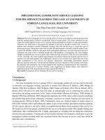 IMPLEMENTING COMMUNITY SERVICE LEARNING FOR PRE-SERVICE TEACHERS: THE CASE AT UNIVERSITY OF FOREIGN LANGUAGES, HUE UNIVERSITY