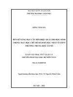 rèn kĩ năng đặt câu hỏi hiệu quả cho học sinh trong dạy học chủ đề hàm số bậc nhất ở lớp 9 trường trung học cơ sở luận văn sư phạm toán học