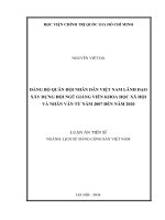 Đảng bộ Quân đội nhân dân Việt Nam lãnh đạo xây dựng đội ngũ giảng viên khoa học xã hội và nhân văn từ năm 2007 đến năm 2020