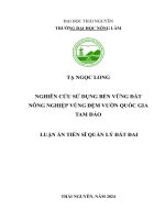 Nghiên cứu sử dụng bền vững đất nông nghiệp vùng đệm Vườn quốc gia Tam Đảo