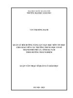 Quản lý bồi dưỡng năng lực dạy học môn tin học cho giáo viên các trường thcs thành phố phủ lý, tỉnh hà nam theo hướng trải nghiệm