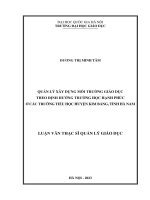 Quản lý xây dựng môi trường giáo dục theo Định hướng trường học hạnh phúc Ở các trường tiểu học huyện kim bảng, tỉnh hà nam