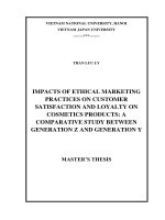 Impacts of ethical marketing practices on customer satisfaction and loyalty on cosmetics products a comparative study between generation z and generation y