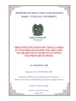 [LUẬN VĂN THẠC SĨ] The effectiveness of using games in teaching english vocabulary to grade five students at Song Ngu primary school