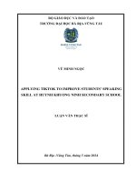 [LUẬN VĂN THẠC SĨ] Applying tiktok to improve students’ speaking skill at Huynh Khuong Ninh secondary school