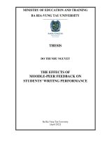 [LUẬN VĂN THẠC SĨ] The effects of moodle-peer feedback on students’ writing performance
