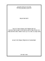 quản lý công tác chủ nhiệm lớp tại trường thcs trung hưng thị xã sơn tây theo hướng phát triển năng lực tự chủ của học sinh