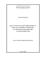 quản lý cơ sở vật chất thiết bị phục vụ đào tạo và nghiên cứu khoa học của trường đại học khoa học và công nghệ hà nội