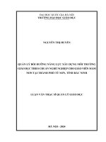 quản lý bồi dưỡng năng lực xây dựng môi trường giáo dục theo chuẩn nghề nghiệp cho giáo viên mầm non tại thành phố từ sơn tỉnh bắc ninh