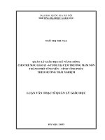 quản lý giáo dục kỹ năng sống cho trẻ mẫu giáo 5 6 tuổi tại cụm trường mầm non thành phố vĩnh yên tỉnh vĩnh phúc theo hướng trải nghiệm