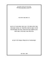 quản lý giáo dục bản sắc văn hóa dân tộc cho học sinh các trường thcs thành phố yên bái tỉnh yên bái thông qua môn học giáo dục địa phương