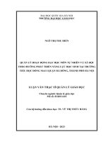 quản lý hoạt động dạy học môn tự nhiên và xã hội theo hướng phát triển năng lực học sinh tại trường tiểu học đồng mai i quận hà đông thành phố hà nội