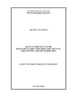 quản lý đội ngũ cán bộ khảo thí tại học viện khoa học quân sự theo hướng chuyên nghiệp hóa