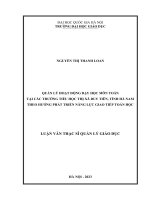 quản lý hoạt động dạy học môn toán tại các trường tiểu học thị xã duy tiên tỉnh hà nam theo hướng phát triển năng lực giao tiếp toán học