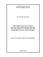 phát triển năng lực tổ chức dạy học trải nghiệm trong môn học cho giáo viên ở các trường tiểu học thành phố vĩnh yên tỉnh vĩnh phúc
