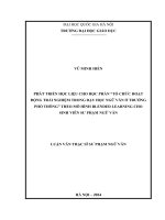 phát triển học liệu cho học phần tổ chức hoạt động trải nghiệm trong dạy học ngữ văn ở trường phổ thông theo mô hình blended learning cho sinh viên sư phạm ngữ văn