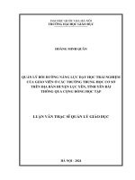 quản lý bồi dưỡng năng lực dạy học trải nghiệm của giáo viên ở các trường trung học cơ sở trên địa bàn huyện lục yên tỉnh yên bái thông qua cộng đồng học tập