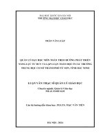 quản lý dạy học môn toán theo hướng phát triển năng lực tư duy và lập luận toán học ở các trường trung học cơ sở thành phố từ sơn tỉnh bắc ninh
