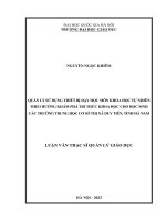 quản lý sử dụng thiết bị dạy học môn khoa học tự nhiên theo hướng khám phá tri thức khoa học cho học sinh các trường trung học cơ sở thị xã duy tiên tỉnh hà nam