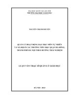 quản lý hoạt động dạy học môn tự nhiên và xã hội ở các trường tiểu học quận hà đông thành phố hà nội theo hướng trải nghiệm