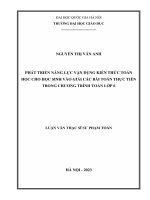 phát triển năng lực vận dụng kiến thức toán học cho học sinh vào giải các bài toán thực tiễn trong chương trình toán lớp 6