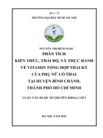 phân tích kiến thức thái độ và thực hành về vitamin tổng hợp thai kỳ của phụ nữ có thai tại huyện bình chánh thành phố hồ chí minh