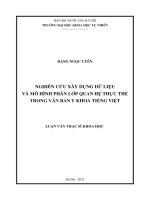 Nghiên cứu xây dựng dữ liệu và mô hình phân lớp quan hệ thực thể trong văn bản y khoa tiếng việt