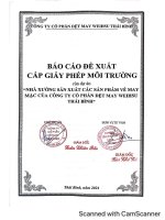 báo cáo đề xuất cấp giấy phép môi trường công ty cổ phần dệt may weihsu thái bình