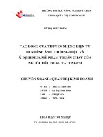 khóa luận tốt nghiệp tác động của truyền miêng điện tử đến hình ảnh thương hiệu và ý định mua mỹ phẩm thuần chay của người tiêu dùng tại tp hồ chí minh