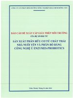 BAO CAO DE XUAT CAP GIAY PHEP MOI TRUONG | DY AN: SAN XUAT PHAN HUU CO TU CHAT THAI NHA NUOI YEN  VA PHAN BO BANG CONG NGHE U ENZYMES-PROBIOTICS